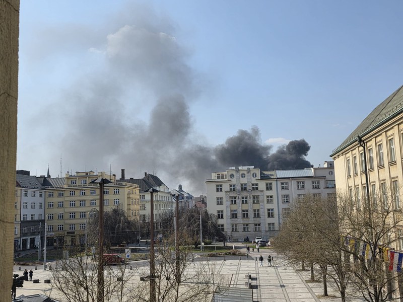 Požár bytového domu v Ostravě