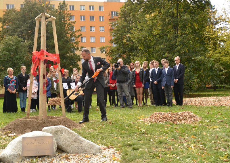 Před gymnáziem byl zasazen strom Olgy Havlové Před gymnáziem byl zasazen strom Olgy Havlové