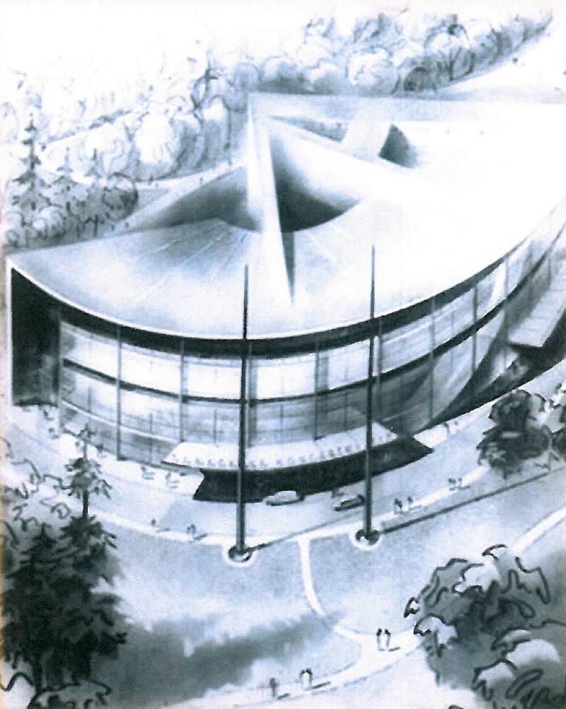 Historický návrh koncertní síně z roku 1949. 