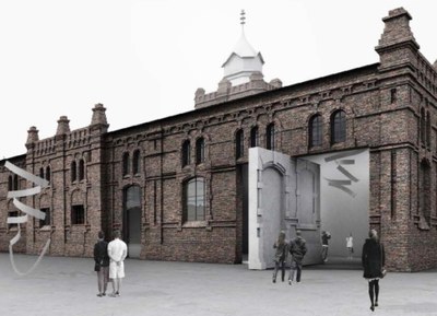 Návrh na přestavbu jatek polského studia KWK Promes z architektonické soutěže. 