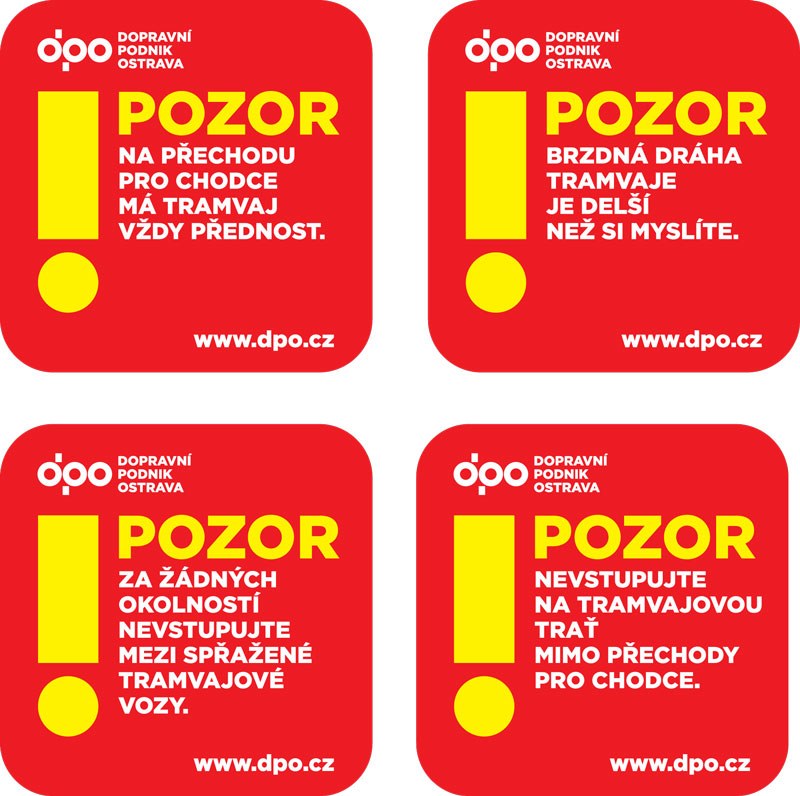 Samolepky v tramvajích 
