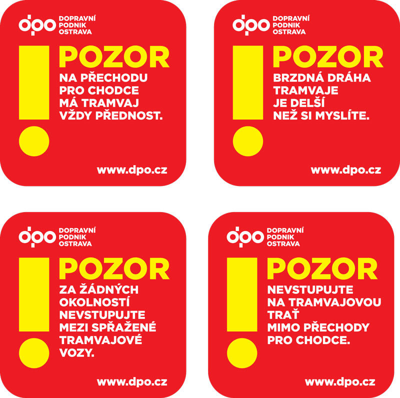 Samolepky v tramvajích 
