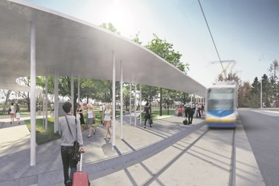 Vizualizace nové tramvajové trati.