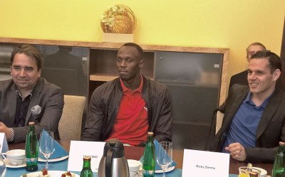 Atletická legenda, jamajský sprinter Usain Bolt během přijetí v Nové radnici. Foto: A. Vojkovská, J. Zerzoń