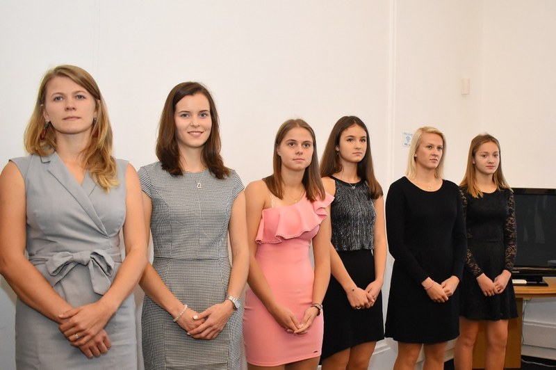 Část družstva českých mistryň z Ostravy-Michálkovic. 