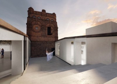 Vnitřní i venkovní prostory bývalých městských jatek budou sloužit kultuře. Vizualizace: Petr Hájek Architekti