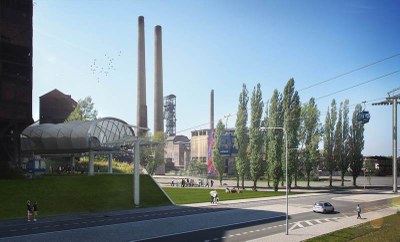 Takhle by podle projektantů mohla vypadat zastávka městské lanovky v Dolní oblasti Vítkovice.