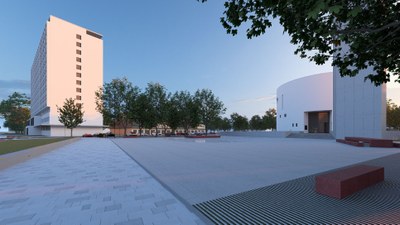 Vizualizace budoucí podoby předprostoru kostela svatého Ducha. Vizualizace: M2AU