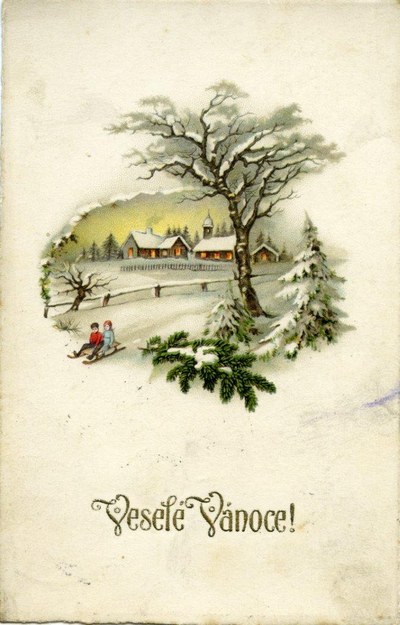 Historická vánoční pohlednice. Zdroj: Archiv města Ostravy