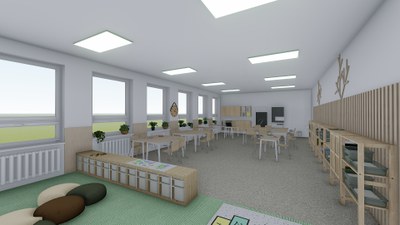 Podoba učeben v připravovaném objektu školy. Zdroj: Úřad městského obvodu Radvanice a Bartovice