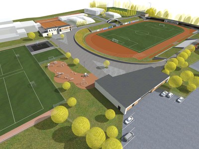 Vizualizace budoucí podoby Sportovního areálu Poruba. Autor: Chválek Ateliér s. r. o. 