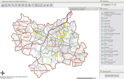 Mapa - rozvojové projekty města