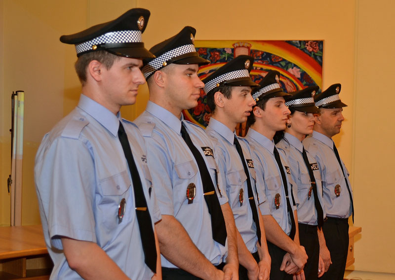 Strážníci MPO při projevu primátora