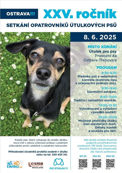 Grafický plakát k setkání opatrovníků útulkových psů