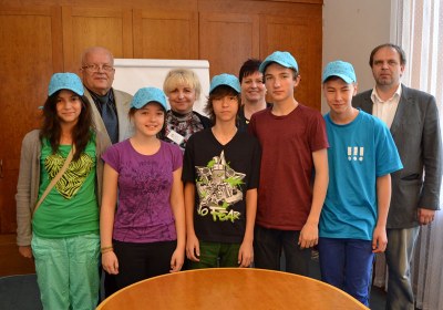 Delegace ZŠ Starozagorská z Košic při návštěvě radnice. Foto: L. Vidlička