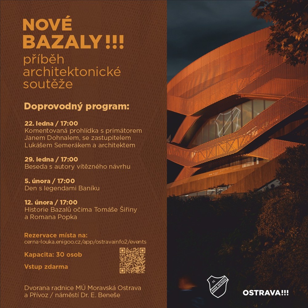 Grafická pozvánka k akcím doprovodného programu výstavy Nové Bazaly!!! Příběh architektonické soutěže Grafická pozvánka k akcím doprovodného programu výstavy Nové Bazaly!!! Příběh architektonické soutěže