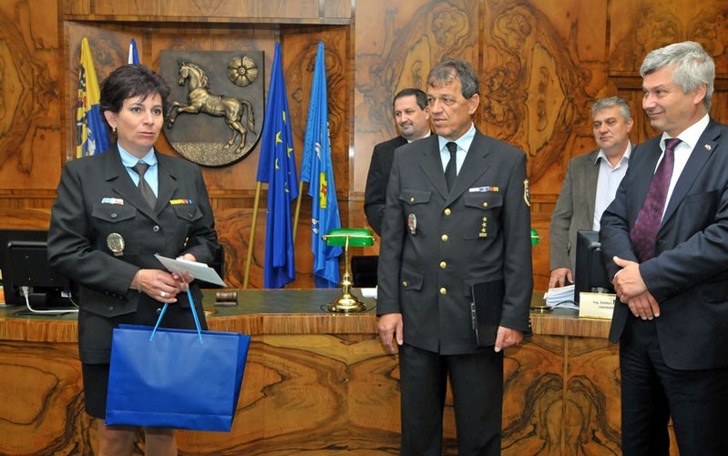 M. Nosková během přijetí na radě města