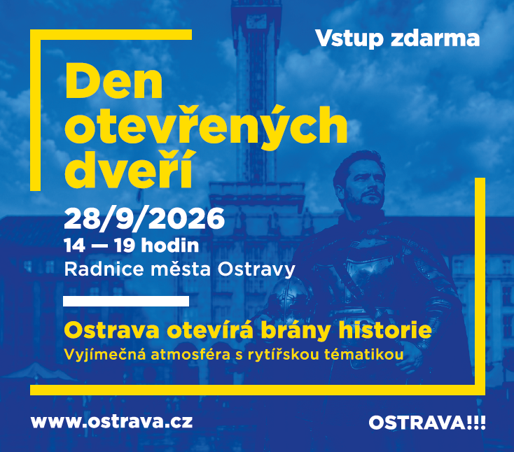 Grafická pozvánka ke Dni otevřených dveří 2026 na Nové radnici