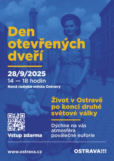 Grafický plakát ke Dni otevřených dveří na Nové radnici