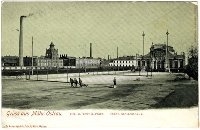 Kluziště a tenisové dvorce místního německého bruslařského spolku. Jedno z nejstarších sportovišť v Moravské Ostravě. Foto: AMO