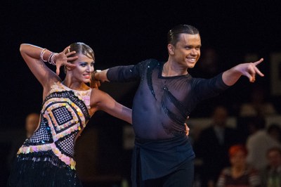 Ruský pár Zjuzukinová - Nikolajev druhý v latinskoamerických tancích FOTO: J. Zerzoň