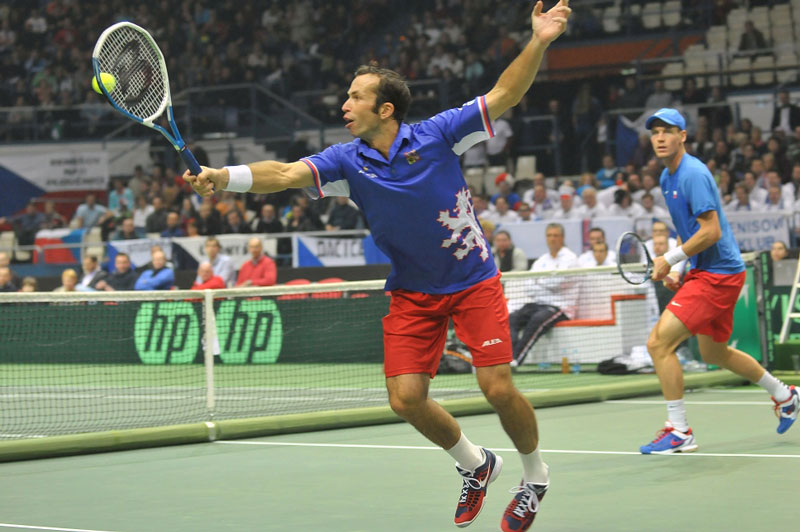 R. Štěpánek (vlevo) a T. Berdych v akci