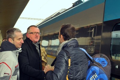 FOTO: Náměstek primátora Tomáš Petřík vítá v Ostravě Radka Štěpánka