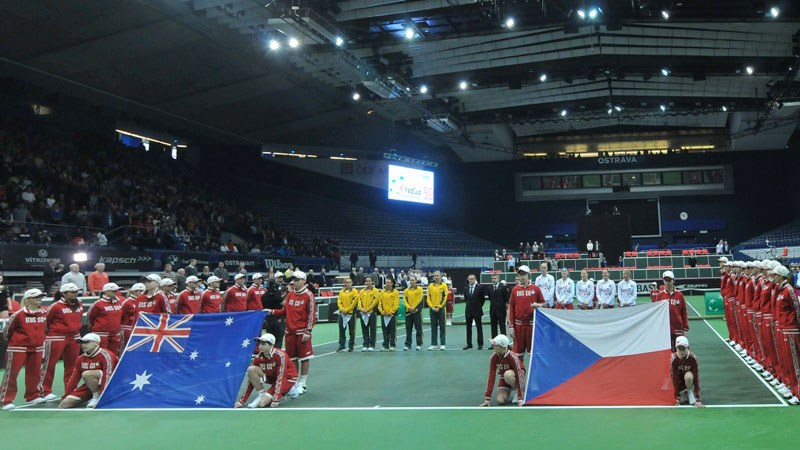Slavnostní nástup družstev ČR a Austrálie
