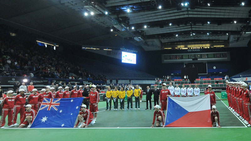 Slavnostní nástup družstev ČR a Austrálie