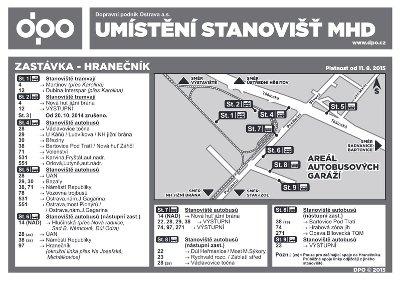 Plánek stanovišť Hranečník