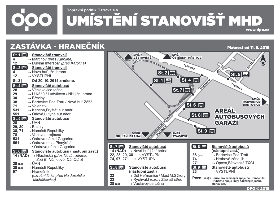 Plánek stanovišť Hranečník