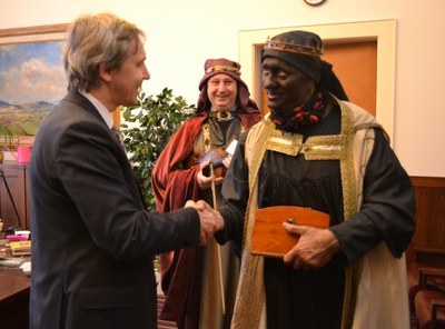 Náměstek primátora J. Hrabina s Baltazarem. Foto: Hana Oborilová