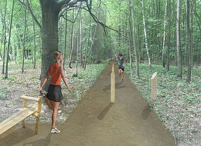 Vizualizace běžeckého okruhu v Porubksém lese. 