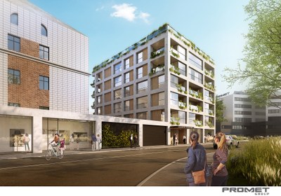 Vizualizace bytového domu u Smetanova náměstí. 