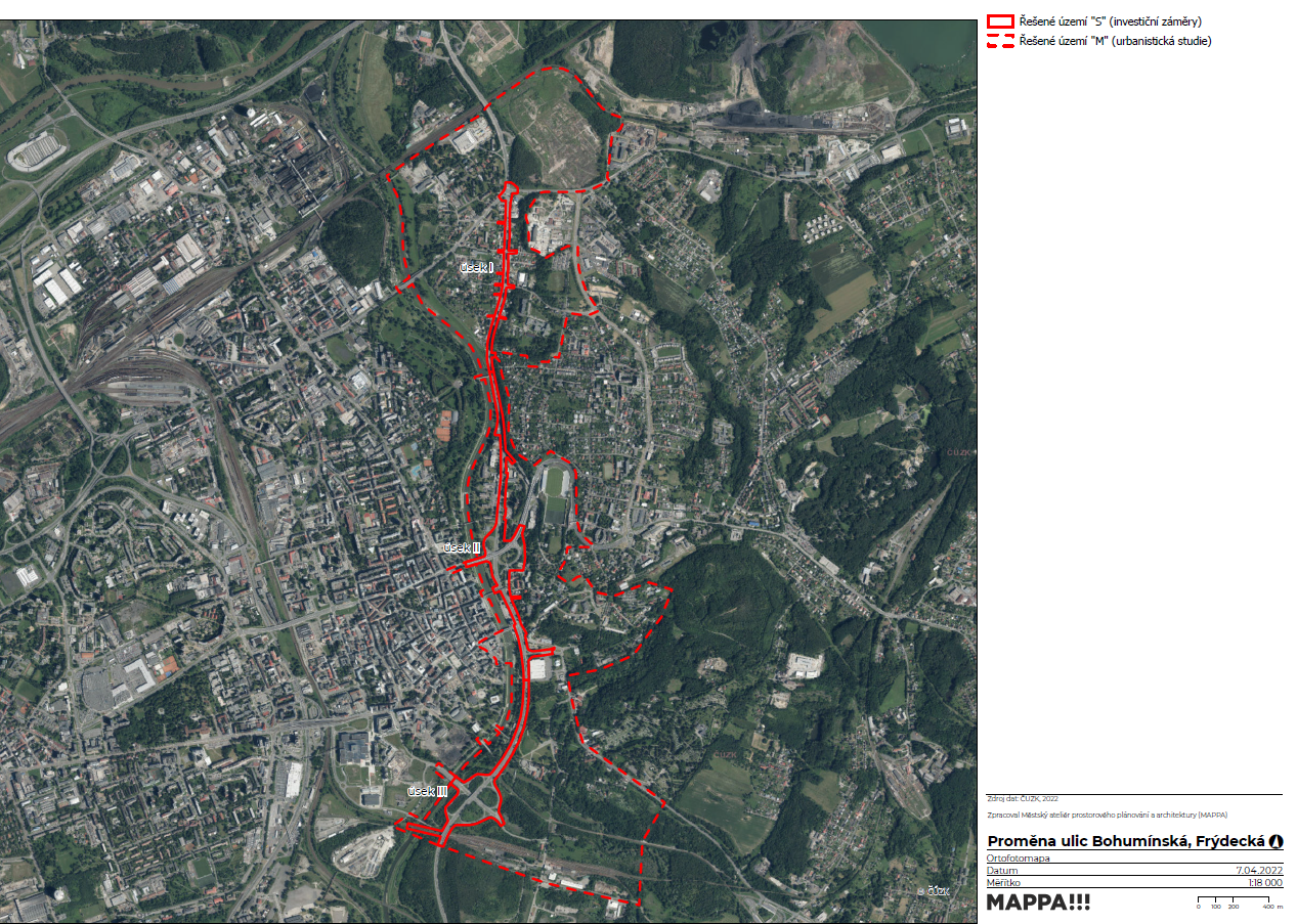 Vymezení urbanistického řešení dané oblasti. Zdroj: MAPPA