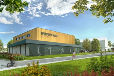 Vizualizace vzhledu nové sportovní haly. Zdroj: MMO.
