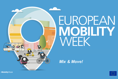 Grafický plakát k Evropskému týdnu mobility. Zdroj: mobilityweek.eu