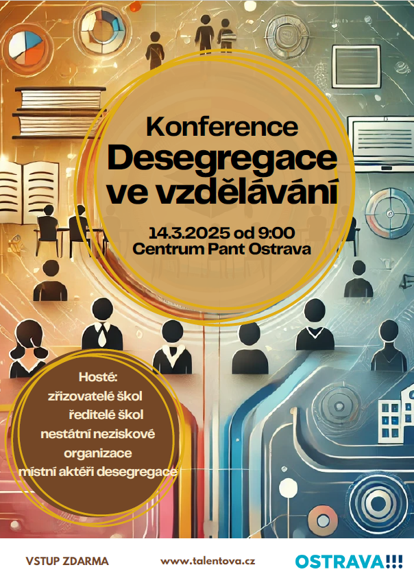 Grafický plakát ke konferenci Desegregace ve vzdělávání. 