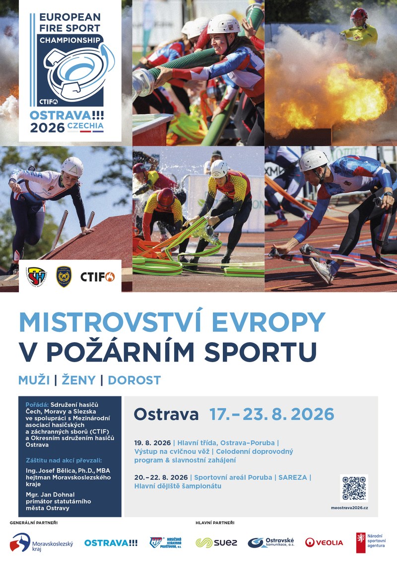 Grafický plakát k Mistrovství Evropy v požárním sportu