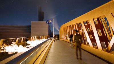 Budoucí podoba mostu Na Karolině mezi Moravskou a Slezskou Ostravou. Vizualizace: architektonická kancelář Roman Koucký