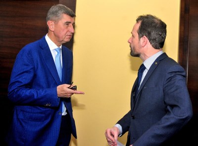 Místopředseda vlády a ministr financí Andrej Babiš (vlevo) a primátor Ostravy Tomáš Macura při setkání v radnici.  Foto: J. Urban