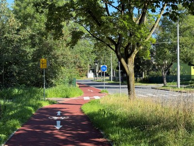 Úsek cyklostezky S, M Mečnikovova – Žákovská, úhledně zasazený do městské přírody. Foto: MMO