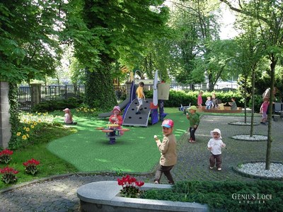 Vizualizace dětského hřiště.