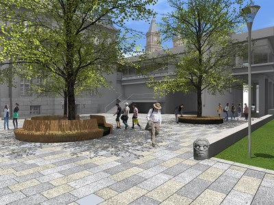 Vizualizace piazzetty u Nádražní ulice.