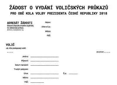 Žádost o vydání voličského průkazu. 