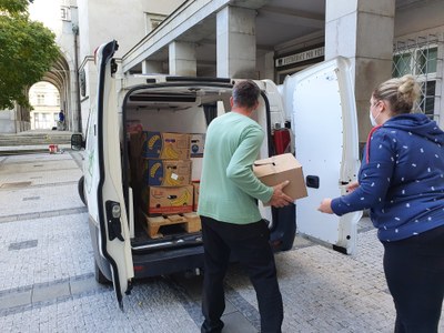 Potravinová sbírka na ostravském magistrátu. Foto: MMO