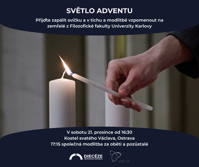 Grafický plakát k pietnímu shromáždění Světlo adventu