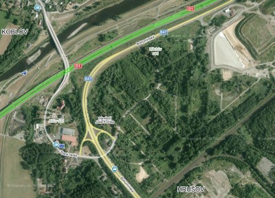 Rozvojová zóna Hrušov. Zdroj: www.mapy.cz