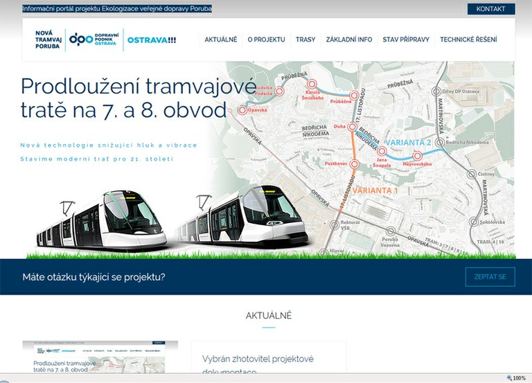 Zprovozněn web Nová tramvaj Poruba