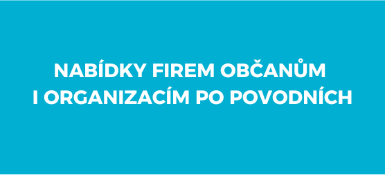 Modrý podklad s nápisem Nabídky firem občanům i organizacím po povodních